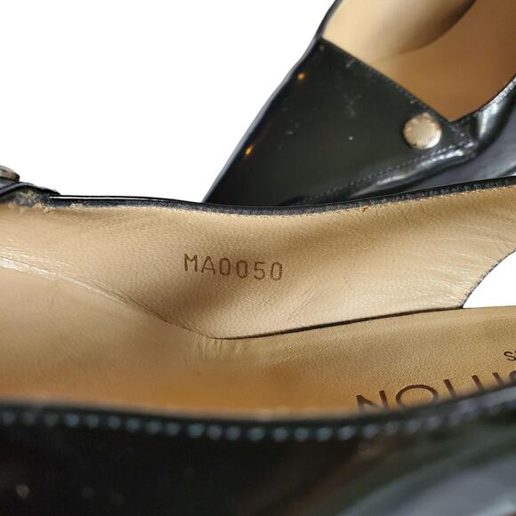 Louis Vuitton Slingback Heels Authentic Patent Leather Black Size 36.5 - Picture 5 of 6
